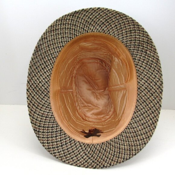 YoungAn Fashion Men's Green Tweed 3 Panel Fedora Size L 7 1/4-7 3/8 Made  Korea - Picture 6 of 9